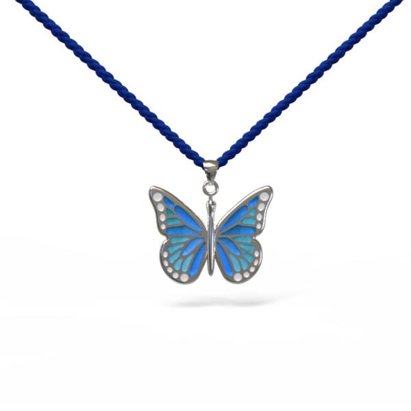 Colgante blue butterfly - plata y esmalte de vidrio