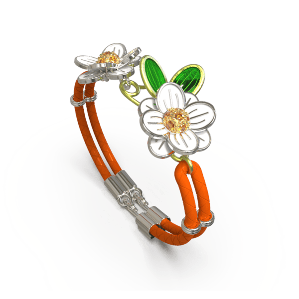 Pulsera Daisys bracele de plata, zafiros y esmalte de vidrio